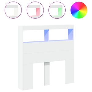 vidaXL Omarica za vzglavje postelje LED bela 100x17x102 cm