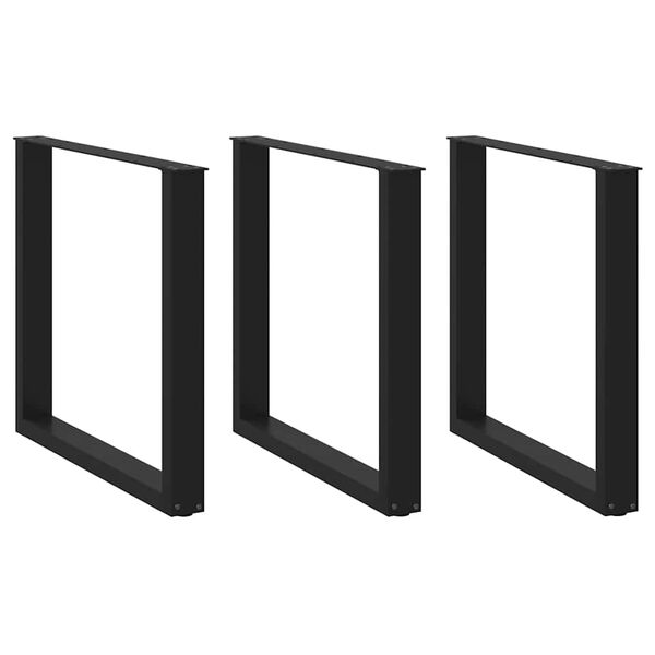 vidaXL Noge za jedilno mizo v obliki črke U, 3 kosi, črne, 80 x (72-73) cm, jeklo