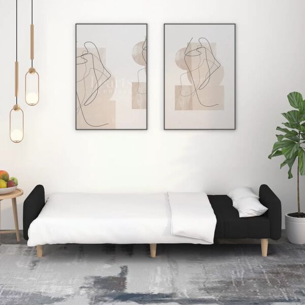 vidaXL Kavč dvosed z leži&scaron;čem črno blago