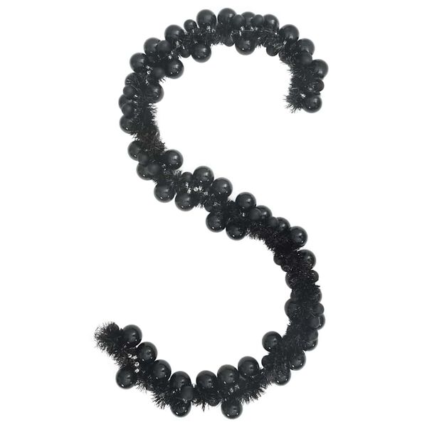 vidaXL Božična kroglica in girlanda Črna 186 cm Polistiren