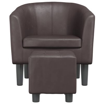 vidaXL Fotelj s stolčkom za noge rjavo umetno usnje