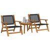vidaXL Vrtni stoli z mizo 3 pcs Črna 45 x 45 x 40 cm