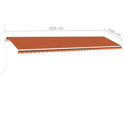 vidaXL Prostostoječa ročno zložljiva tenda 600x300 cm oranžna/rjava