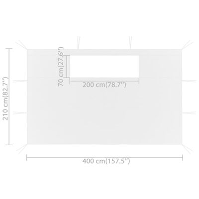 vidaXL Stranice za paviljon z okni 2 kosa 4x2,1 m bele 70 g/m²
