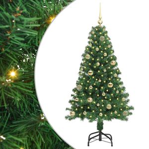 vidaXL Umestno božično drevo Zelena 150 cm PVC, jeklo in plastika