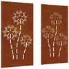 vidaXL Vrtne stenske dekoracije 2 kosa 105x55 cm corten jeklo rože