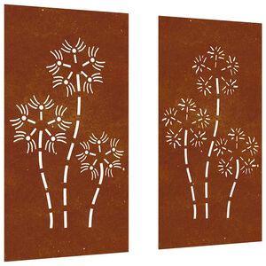 vidaXL Vrtne stenske dekoracije 2 kosa 105x55 cm corten jeklo rože