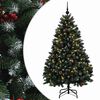 vidaXL Umetno božično drevesce, zeleno, z okraski 150 cm 150 LED