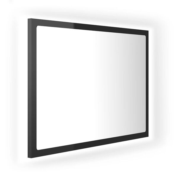 vidaXL LED kopalni&scaron;ko ogledalo visok sijaj črno 60x8,5x37 cm akril