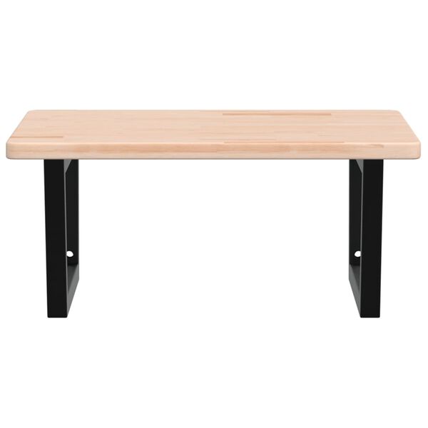 vidaXL Stenska polica za umivalnik jeklo in trdna hrastovina