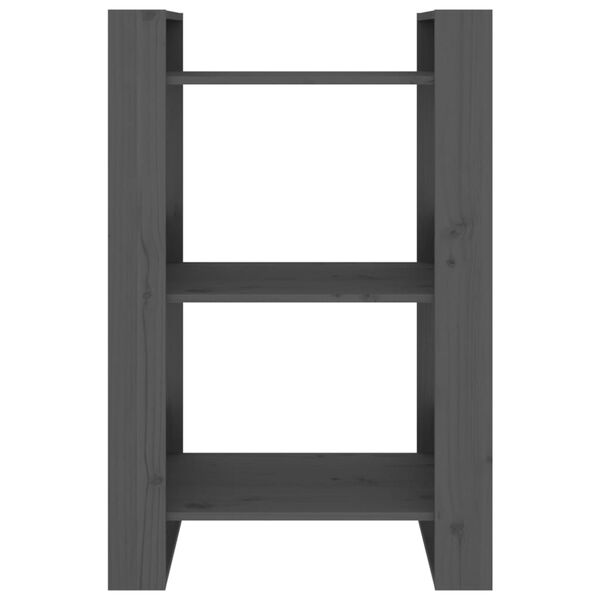 vidaXL Knjižna omara/pregrada siva 60x35x91 cm trdna borovina