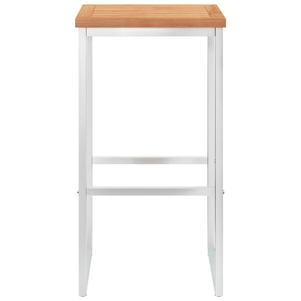 vidaXL Barski stoli 2 kosa trdna tikovina in nerjaveče jeklo