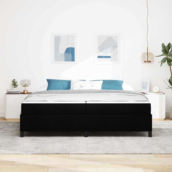 vidaXL Postelja z vzmetnico z vzmetnico Črna 200 x 200 cm blago