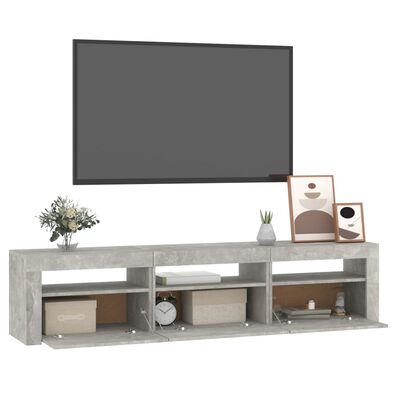 vidaXL TV omarica z LED lučkami betonsko siva 180x35x40 cm