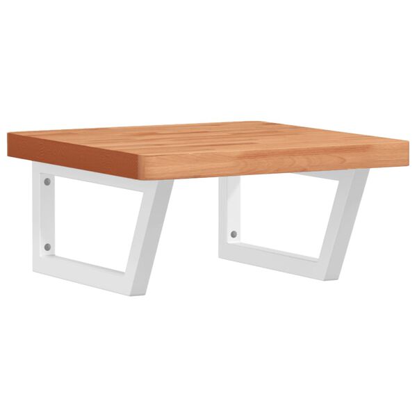 vidaXL Stenska polica za umivalnik jeklo in trdna bukovina