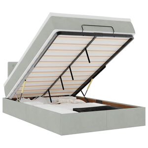 vidaXL Otomanska postelja z vzmetnico&LEDs svetlo siva 120x190cm žamet