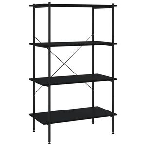 vidaXL 4-nadstropni regal s policami črn 80x40x130 cm