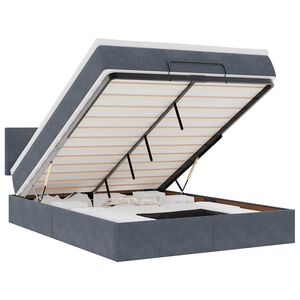 vidaXL Otomanska postelja z vzmetnico siv 140x200 cm žamet