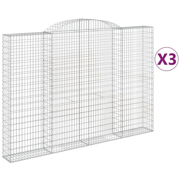 vidaXL Obokane gabion ko&scaron;are 3 kosa 300x30x200/220 cm pocinkano železo
