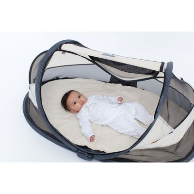 DERYAN Zložljiva potovalna posteljica Baby Luxe s komarnikom krem