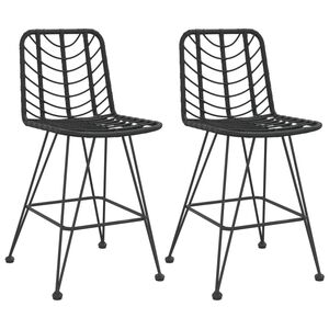 vidaXL Barski stolček 2 kosa črn 45x56x103,5 cm PE ratan in jeklo