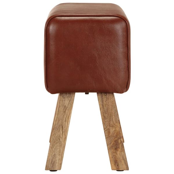 vidaXL Telovadna klop 58 cm rjava pravo usnje in trden mangov les