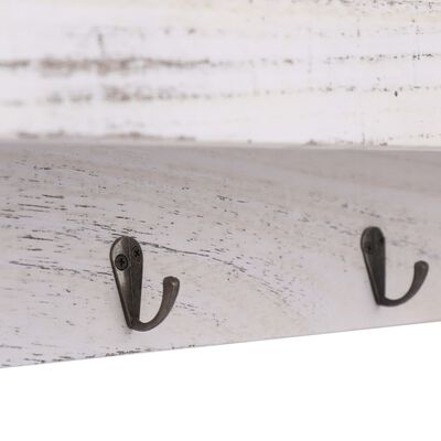 vidaXL Stenski obešalnik za plašče bel 50x10x23 cm les