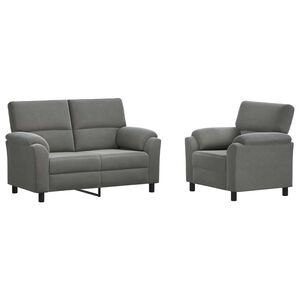 vidaXL Kavčna garnitura 2 pcs Temno siva Žamet