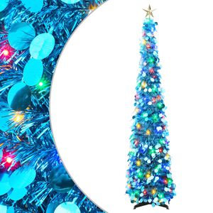 vidaXL Zložljivo LED božično drevo z zvezdo na vrhu 120 cm 50 LED PET