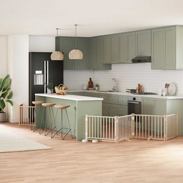 vidaXL Ograda za pse z vrati zložljiva 10 panelov 800 cm topolovina