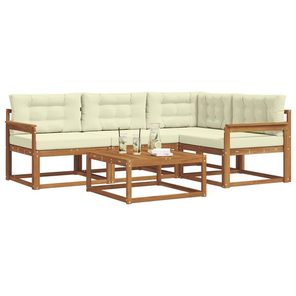 vidaXL Zunanja garnitura za sedenje z blazino 5 pcs Naravna in smetana