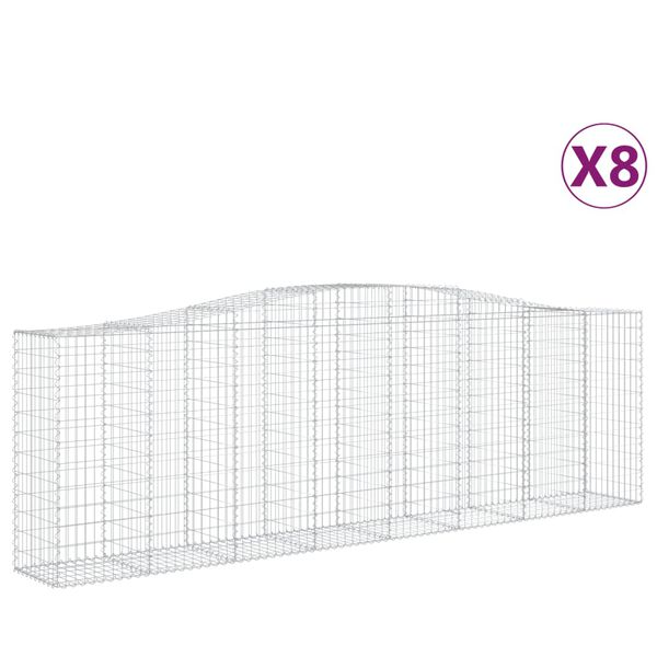 vidaXL Obokane gabion košare 8 kosov 400x50x120/140cm pocinkano železo