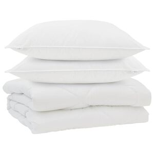 vidaXL Odeja z blazino 3 pcs Bela Mikrofibra