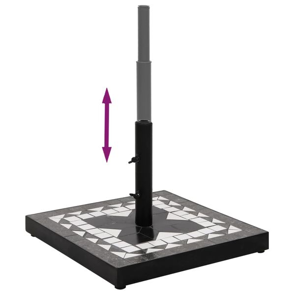 vidaXL Podstavek za senčnik črn in bel kvadraten 12 kg