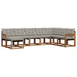 vidaXL Zunanja garnitura za sedenje 8 pcs Naravna in svetlo siva
