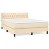 vidaXL Box spring postelja z vzmetnico krem 140x190 cm blago