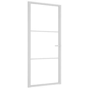 vidaXL Notranja vrata 93x201,5 cm Bela ESG steklo in aluminij