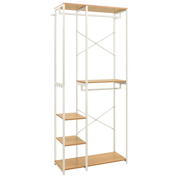 vidaXL Garderobna omara bela in hrast 90x40x213 cm kovina + iverna pl.