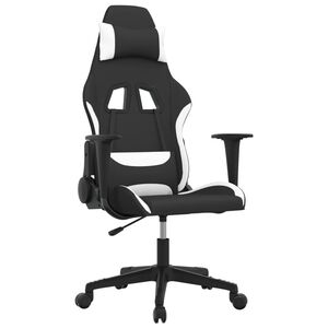 vidaXL Gaming stol črno in belo blago