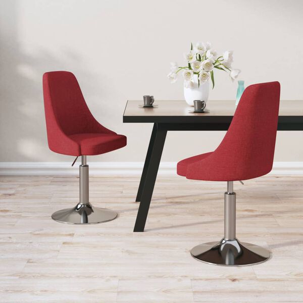 vidaXL Vrtljivi jedilni stoli 2 kosa vinsko rdeče blago