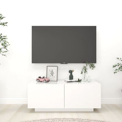 vidaXL TV omarica visok sijaj bela 100x35x40 cm iverna plošča