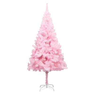 vidaXL Umetna osvetljena novoletna jelka s stojalom roza 180 cm PVC