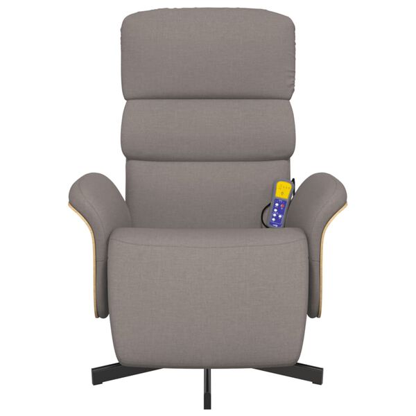 vidaXL Masažni naslanjač z oporo za noge taupe blago