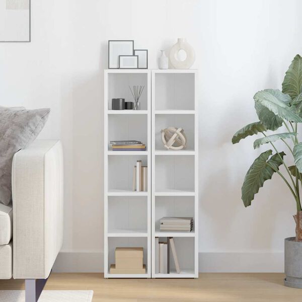 vidaXL Omarica za CD plo&scaron;če 2 kosa bela 21x16x93,5 cm iverna plo&scaron;ča