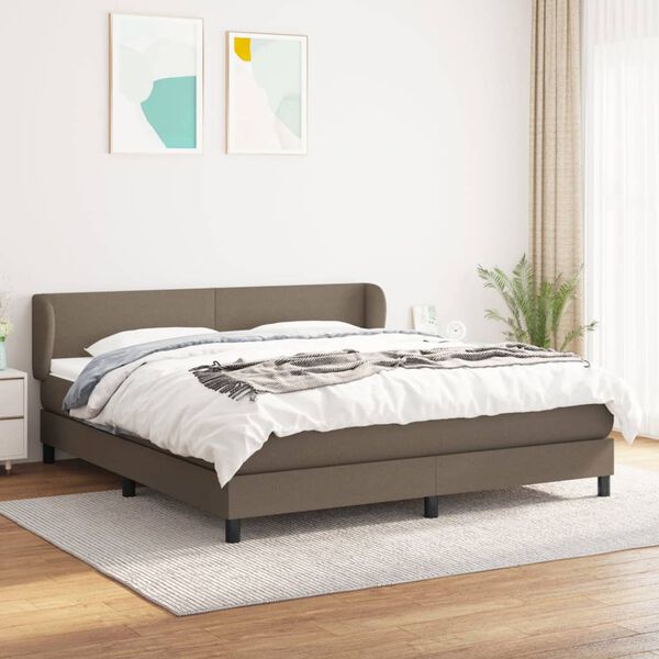 vidaXL Box spring postelja z vzmetnico taupe 180x200 cm blago