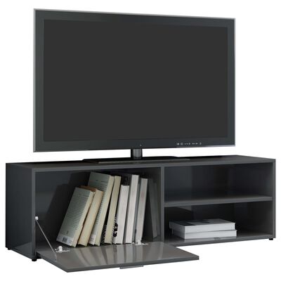 vidaXL TV omarica visok sijaj siva 120x34x37 cm iverna plošča