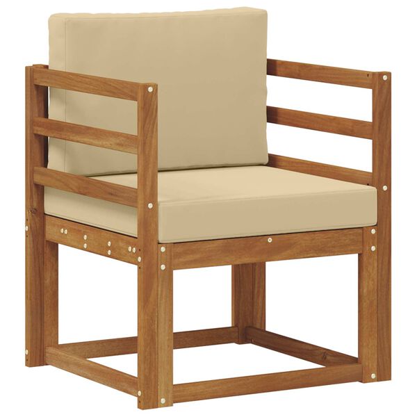 vidaXL Zunanji kavč Masivno akacijevo les in poliester Naravna