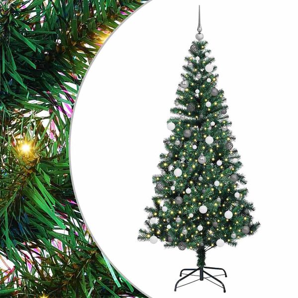 vidaXL Umjetna preddekorirana božićna jelka med 300 LED Zelena 210 cm