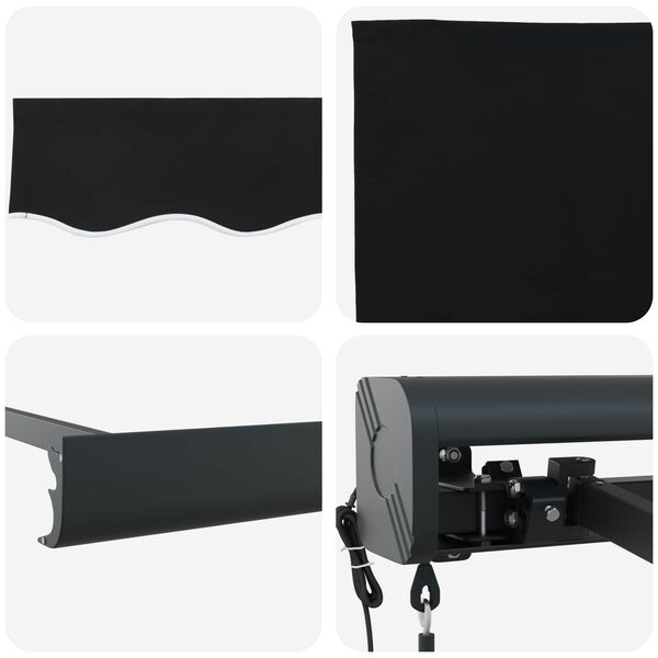 vidaXL Senčnik Črna 400 x 300 x 165 cm Poliester in aluminij