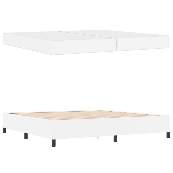 vidaXL Konstrukcija postelje z vzmetnico Bela 200 x 200 cm blago